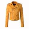 New Arrival 2022 brand Winter Autumn Motorcycle leather jackets yellow leather jacket women leather coat  slim PU jacket Leather - Image 14