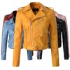 New Arrival 2022 brand Winter Autumn Motorcycle leather jackets yellow leather jacket women leather coat  slim PU jacket Leather - Image 12