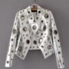 Lautaro Runway Cut Out Short Faux Leather Jacket Golden Rivet Cool Stylish Designer Clothes Women European American Fashion - Image 9